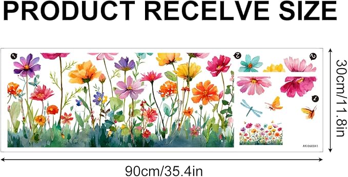Floral Wall Decals Stickers, Watercolor Flower Botanical Wall Art Peel and Stick, Removable Vinyl Wall Decor for Bedroom, Living Room, Office, Home Decoration - Image 2