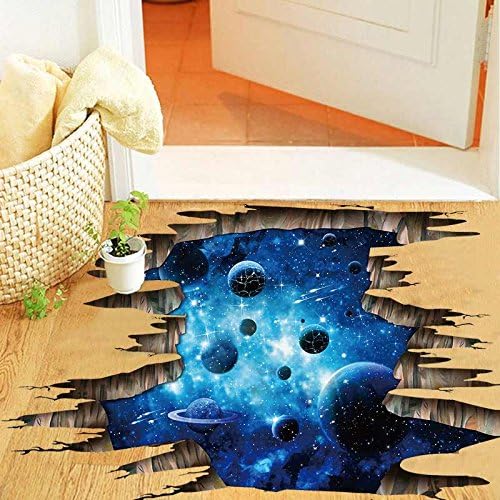 3D Space Floor Sticker,Blue Galaxy Wall Decal-Removable Mural for Kids Bedroom Living Room Milky Way Decorations - Image 9