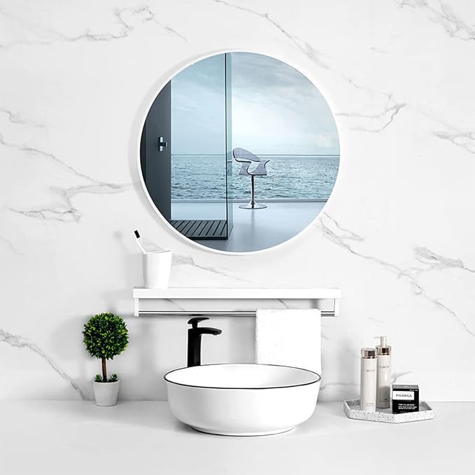 12'' Round Wall Mirror Tiles Self Adhesive Circle Mirror for Wall - Image 6