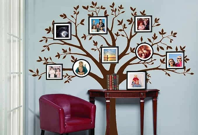Giant Family Photo Tree Wall Decal Mural Art Vinyl Wall Stickers Living Room Baby Room Decor (Brown) - Image 4