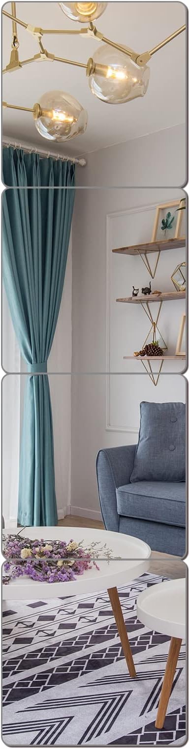 JEOYOO Wall Mirror Full Length, on Door Mirrors, Cheap Mirror Acrylic, shatterproof Gym Mirrors for Home Gym, 8"X8"-4 Pcs, Workout Non Glass Mirrors for Bedroom, Over Door Mirror Kids by JEOYOO