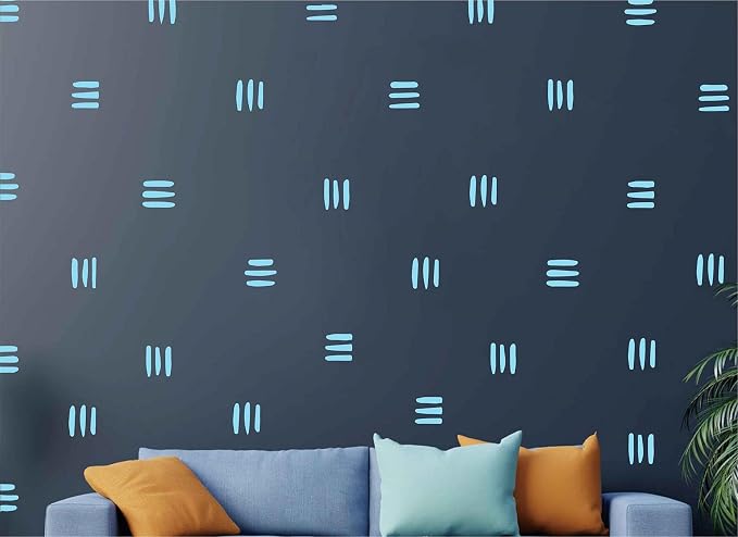 120Pcs Modern Line Wall Sticker Boho Nursery Decal (Blue) | Self Adhesive Vinyl, Removable Waterproof Murals, Minimalist Home Art, Ideal DIY Decor For Living Room YT5037 - Image 4