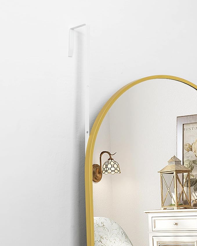 BEVERDY 14"x 48" Arched Vertical Wall Mirror, Gold Frame, Over The Door, Full Body, Hanging or Mounting, Modern Style - Image 2
