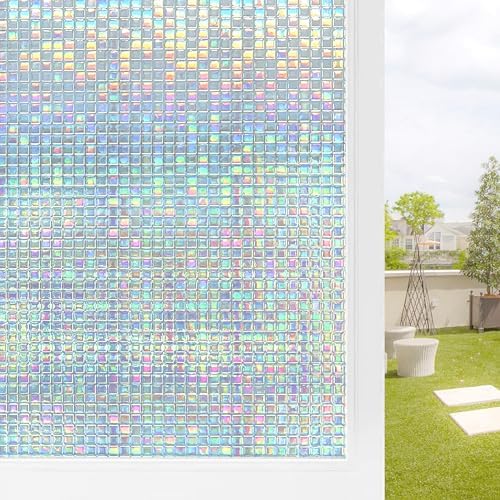 FILMGOO Stained Glass Window Privacy Film Static Cling Mosaic 35.4inx13.1ft by FILMGOO
