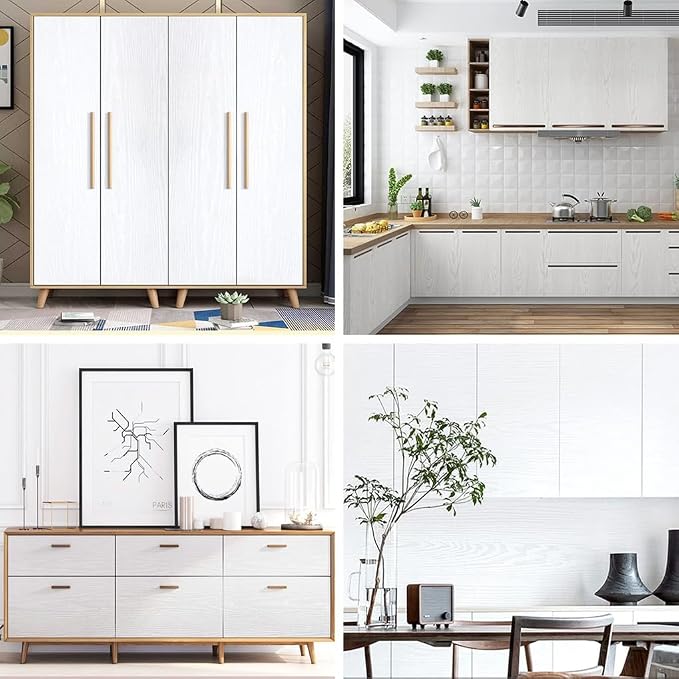 Arthome Peel and Stick Wallpaper - White Wood Contact Paper - White Wallpaper - Self-Adhesive, Removable and Waterproof for Cabinet, Countertop (17"x78.7") - Image 5