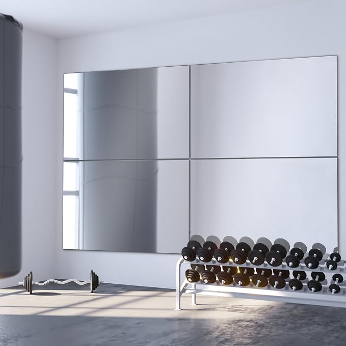 JAMBALAY Tempered Glass Home Gym Mirror, 2Pcs 48"x30" Large Gym Mirror, HD Large Full Body Mirrors for Dance, Yoga, Frameless, Fitness, Garage - Image 6
