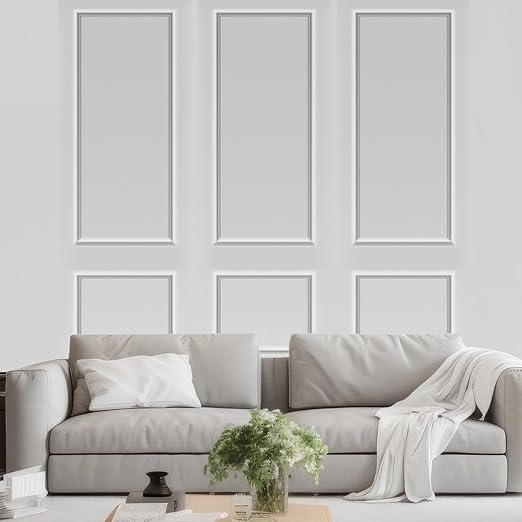 Pangda 3set Peel and Stick Wall Molding Kit 3D Premade, 24x54in | Accent Wall Moulding Kit, Wainscoting Panel, for Interior Decor, Ready to Assemble, Peel and Stick, Wainscoting Accent Panel - Image 6