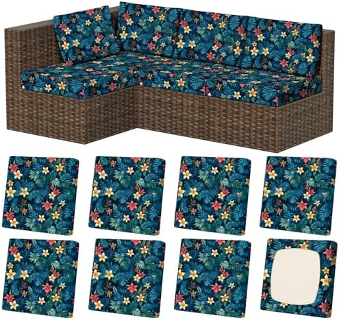 8Pcs Outdoor Cushion Covers, Stretch Patio Furniture Couch Chair Slipcovers by VORSHAPE