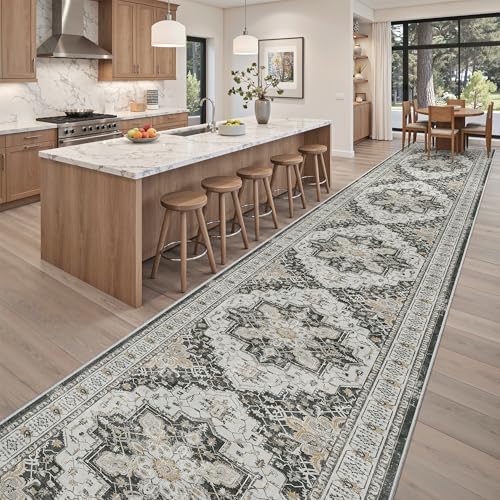 Madane Hallway Runner Rug 3x20 Washable Kitchen Runners 20ft, Black - Image 4