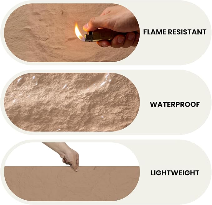 3D Faux Stone Wall Panels, 1.18" (30MM) Extra Thick PU Stone Panels for Interior Wall Decor, 4 Pack Waterproof Lightweight Cement Texture Accent Wall Panels, 47.2" x 23.6", Sandstone Yellow - Image 3