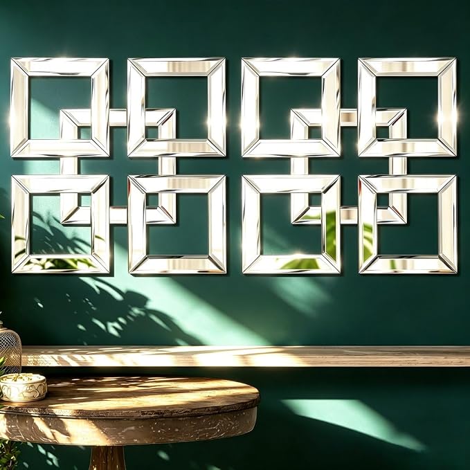 QMDECOR 2 Pack Silver Mirrored Wall Decor 12.2x12.2” Decorative Mirror Modern Fashion DIY Wall-Mounted Mirrors Square Gorgeous Glam Accent Decor Vintage Decor Chic Mirror for Room Home Decor by QMDECOR
