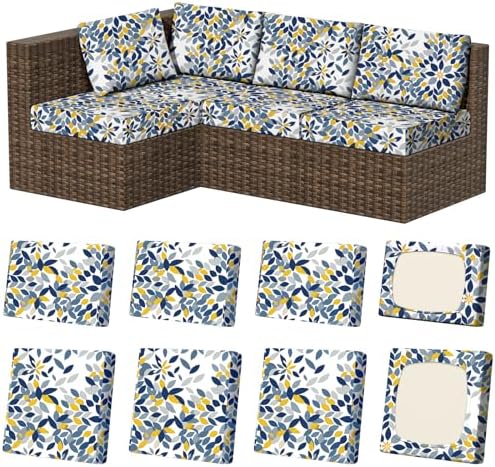 8Pcs Outdoor Cushion Covers, Stretch Patio Furniture Couch Chair Slipcovers by VORSHAPE