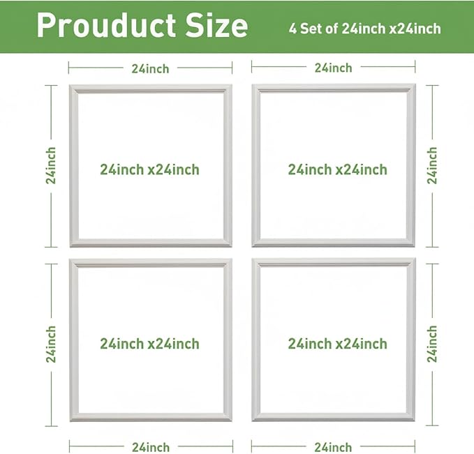 Peel and Stick Wall Molding, 4 Set 24" x 24" Pre Cut Wainscoting Panels | Paintable Wall Panel Kit, Ready-to-Assemble, Waterproof Molding Trim Decor for Living Room Bedroom Hallway Kitchen Island - Image 2