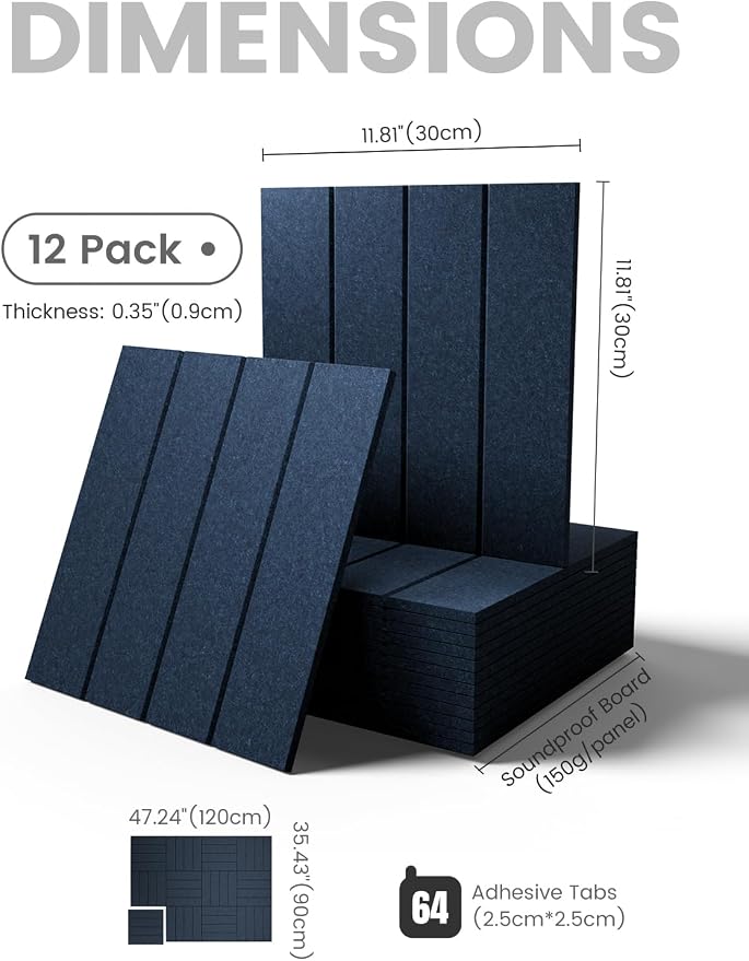 Fluxynara Felt Bulletin Board & Cork Board Alternative, Persian Blue | 48" x 36" Pin board, Removable Adhesive Tabs, Easy Install Without Wall Damage, For Home Office Decor - Image 2