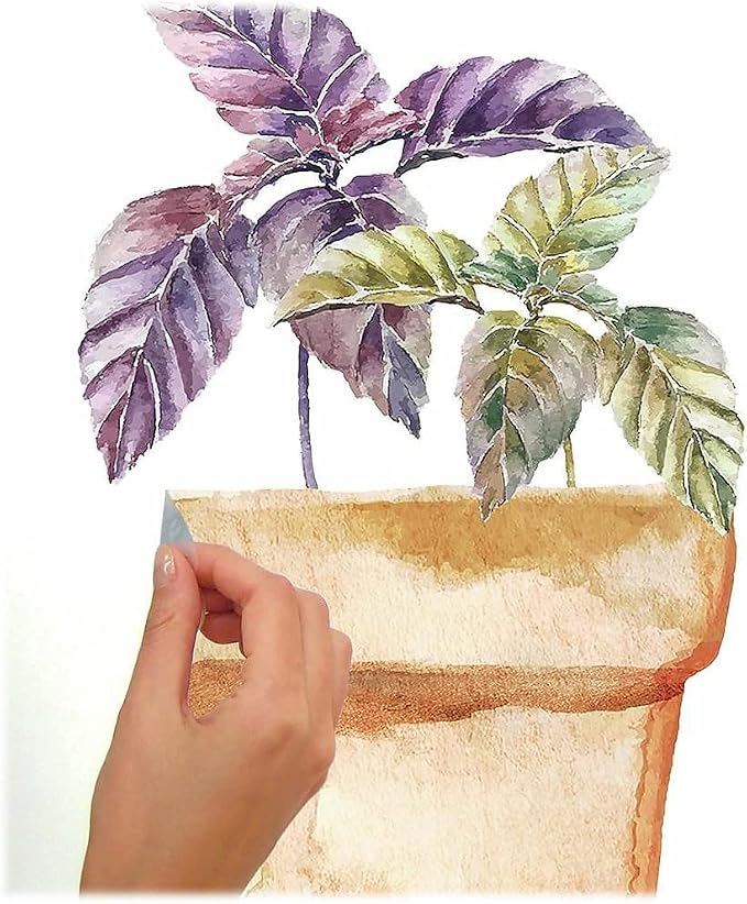 RoomMates Watercolor Potted Herbs Peel and Stick Wall Decals, Vinyl, Made in USA - Image 2