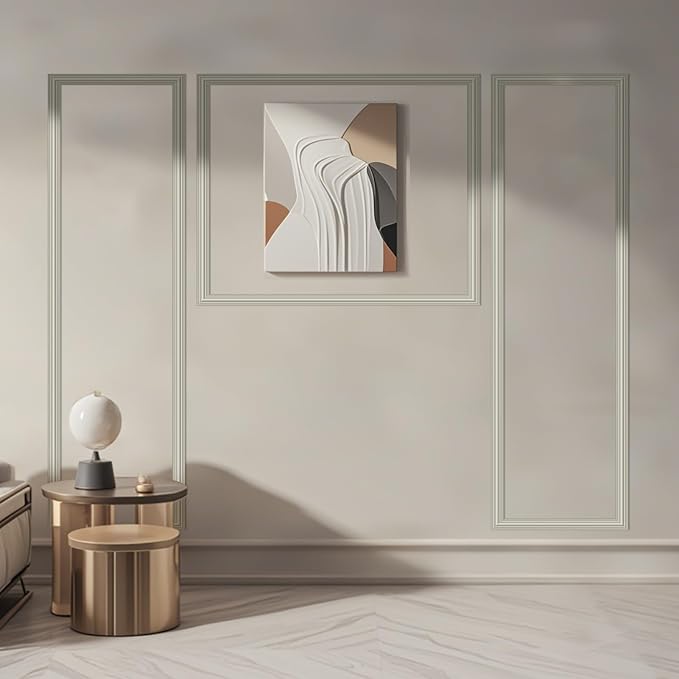 Art3dwallpanels Peel and Stick Wall Molding 3 Pcs Wainscoting Decor Kit | Ready to Assemble Wainscoting Accent Panels, Interior Wall Decor Living Room Bedroom, Installed with Glue, 3 Frames - Image 4