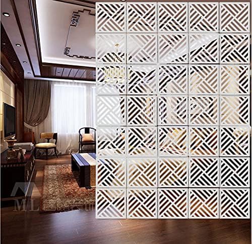 White Hanging Room Divider,12 Pieces Wood-Plastic DIY Panel Screens Partition Wall Dividers Room Decoration with All Accessories 11.4x11.4 Inch - Image 4