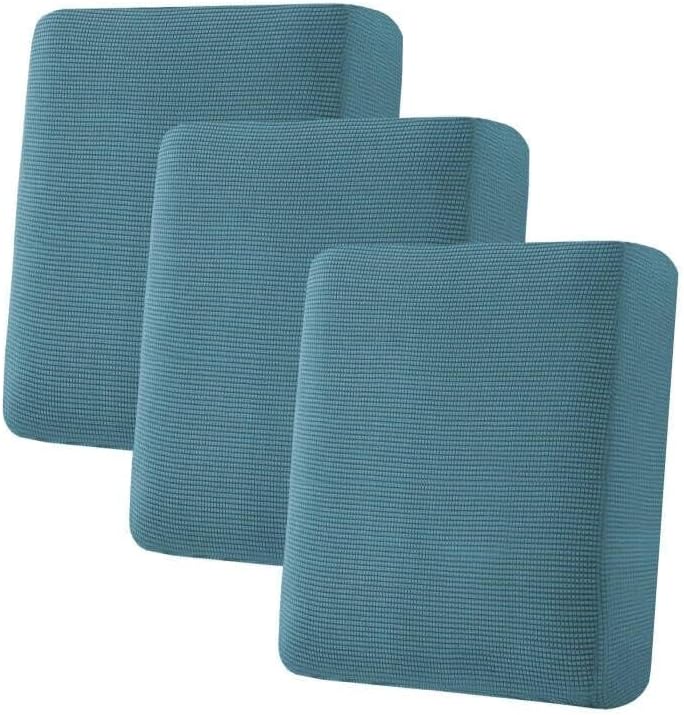 H.VERSAILTEX Super Stretch Individual Seat Sofa Covers Couch Slipcover Sets Thick Jacquard Textured Twill Fabric (3 Piece Sofa Cushion Covers, Storm Blue) - Image 2