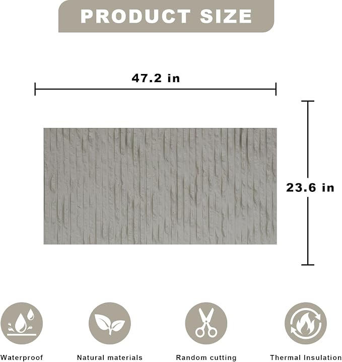 3D Wall Panels - 4PCS 47.2"x23.6" Faux Stone Wall Covering - MCM Modified Clay Material for Home Art, Accent Brick, Modern Exterior/Interior Decoration, Covering 31 sq.ft Texture White - Image 5