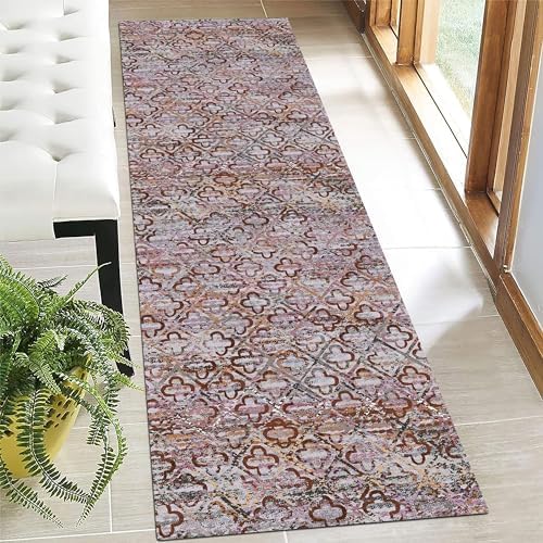 RUGSURE Washable Area Rugs, 2'6'' x 8' - 1/6 Thick - Stain & Water Resistant Non-Slip - Perfect Resistant Rug for Living Room, Bedroom, Nursery, Pet & Child Friendly, Vibrant Colors Rugs, Purple by RUGSURE