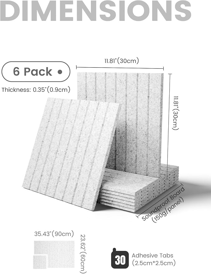 Fluxynara 36" x 24" Large Felt Bulletin Board, Light Gray | 6 Pack Cork Board Alternative with 30 Safe Adhesive Tabs, Felt Pin Boards for Wall Decor, Home, Office, Classroom, Dorm - Image 2