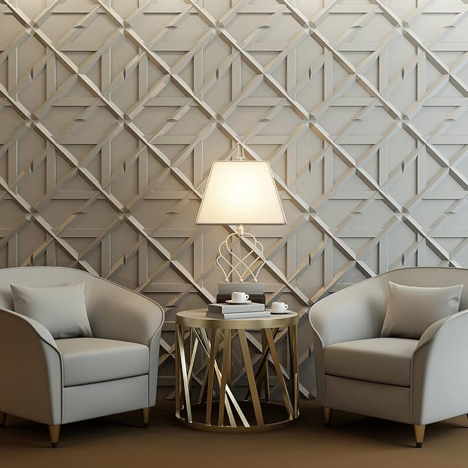 Art3d Decorativ PVC Glue-Up 3D Wall Panel, 19.7 x 19.7 in, 12-Pack, White | Waterproof, Scratch Resistant, Wall & Ceiling Decor Panels, Ideal for Commercial Spaces - Image 2
