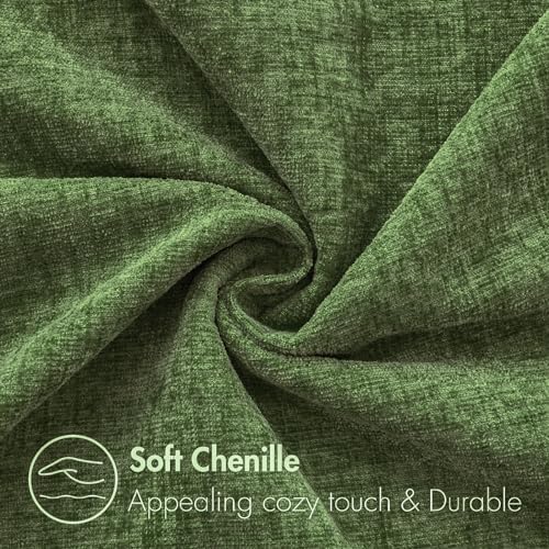 MIULEE Soft Chenille Throw Pillow Covers Moss Green 18x18 Inch Pack of 2 - Image 2