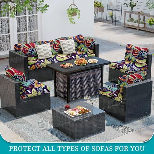 12 Pcs Outdoor Cushion Covers, Patio Sofa Cushion Covers Replacement - Image 5