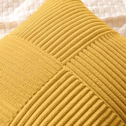 MIULEE Mustard Yellow Decorative Throw Pillow Covers for Couch 18x18 Inch - Image 2