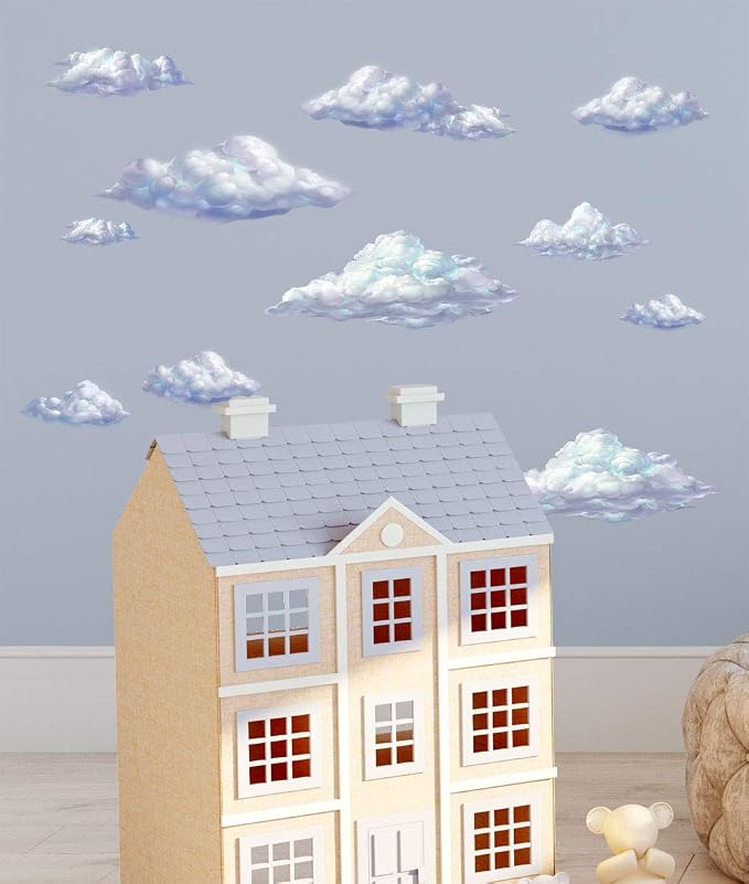Create-A-Mural Sky Cloud Wall Decals Beautiful Cloud Wall Stickers Girls Wall Art Stickers for Bedroom Peel and Stick Kids Room Decor Nursery Toddler Teen Decorations Playroom Birthday Gift - Image 5
