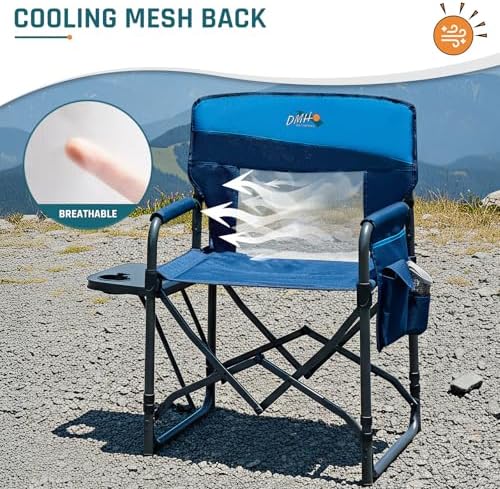 2 Pack Camping Directors Chair with Side Table & Breeze Mesh Backrest - Image 5