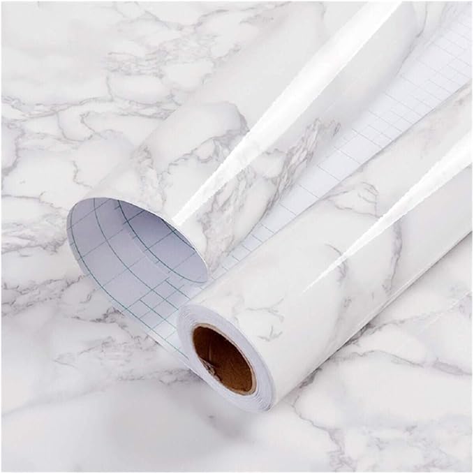 Marble Contact Paper White Peel and Stick Wallpaper for Kitchen Countertop | 17.71" x 196.8" Thick Gray Granite PVC Roll for Cabinet Furniture Renovated Easy to Remove Without Leaving Glue Upgrade by practicalWs