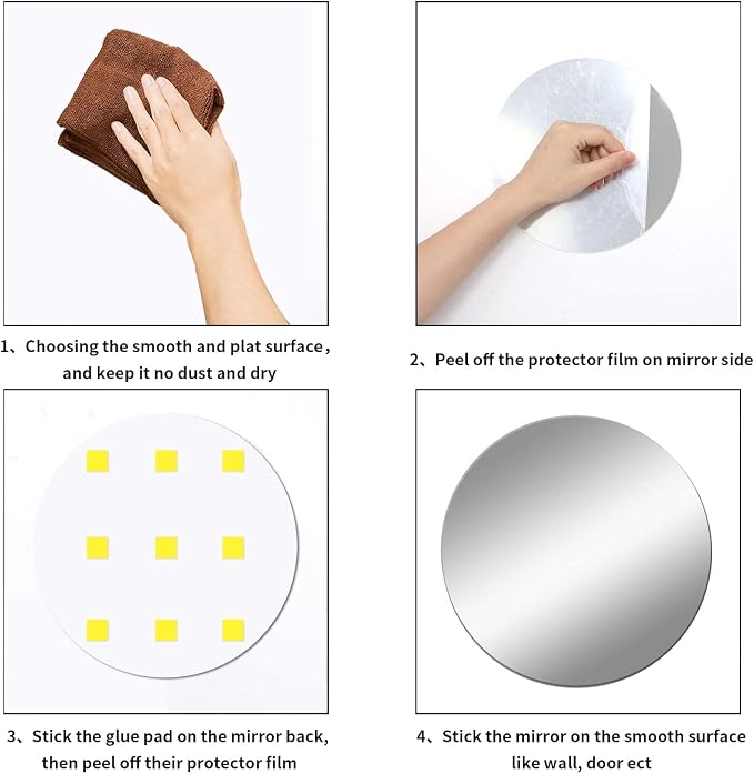 12'' Round Wall Mirror Tiles Self Adhesive Circle Mirror for Wall - Image 8