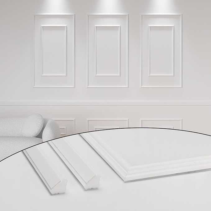 Peel and Stick Wall Molding Kit, 3-Set Double-Layer Frame Panels | Pre-Cut Ready-to-Assemble Wainscoting, Paintable Polystyrene Trim for Accent Walls, Living Rooms & Bedrooms, 31 x 54 in - Image 6
