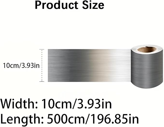 Metallic Stripe Wallpaper Border 196x4 Inch Peel and Stick Wall Border Silver Grey Brushed Metal Pattern Removable Vinyl Wall Trim for Kitchen Bathroom Living Room Office Decor - Image 8