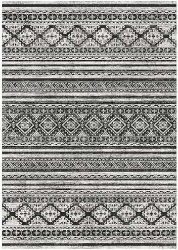 RUGSURE Washable Area Rugs 6' x 9' - 1/6 Thick - Moroccan-Inspired -Stain & Water Resistant Non-Slip - Resistant Rug for Living Room, Bedroom, Nursery, Pet & Child Friendly (Black) - Image 2