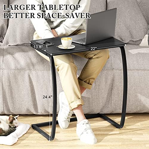 SRIWATANA Black C Shaped Side Table, Vintage End Table for Sofa Couch Bed - Image 3