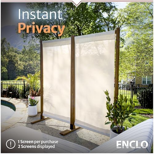 Enclo Fabric + Wood Freestanding/Surface Mounted Privacy Screen, Cedar Wood - Image 3