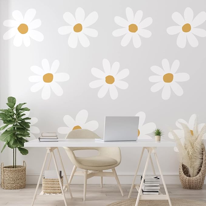 TaoBary 12 Sheet Large Daisy Wall Sticker Decal White Flower Wall Decals | Big Flower Wall Sticker, Floral Decal, Daisy Bedroom Room Decor, Removable Peel and Stick, Nursery Home Wall Decor - Image 6