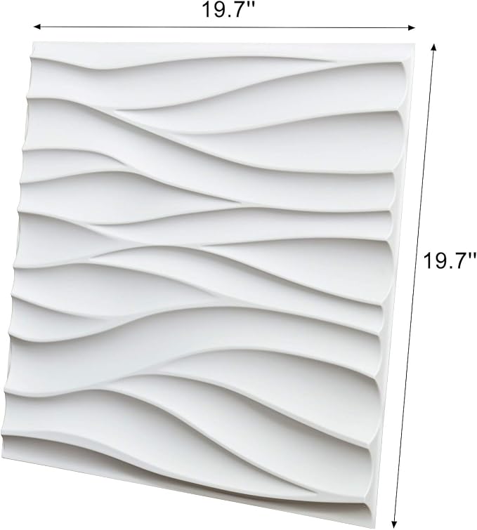 Art3d 19.7" x 19.7" (Pack of 12) Wall Panel Wavy, White - Image 7