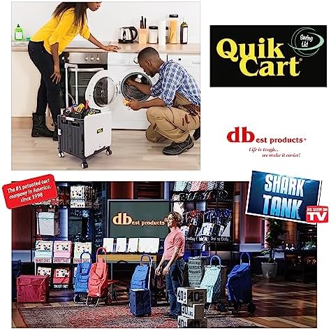 dbest Products Quik Cart Swing Lid Four Swivel Wheeled Rolling Crate Teacher Utility with seat Heavy Duty Collapsible Basket with Dual Telescopic Wagon Handle - Image 5