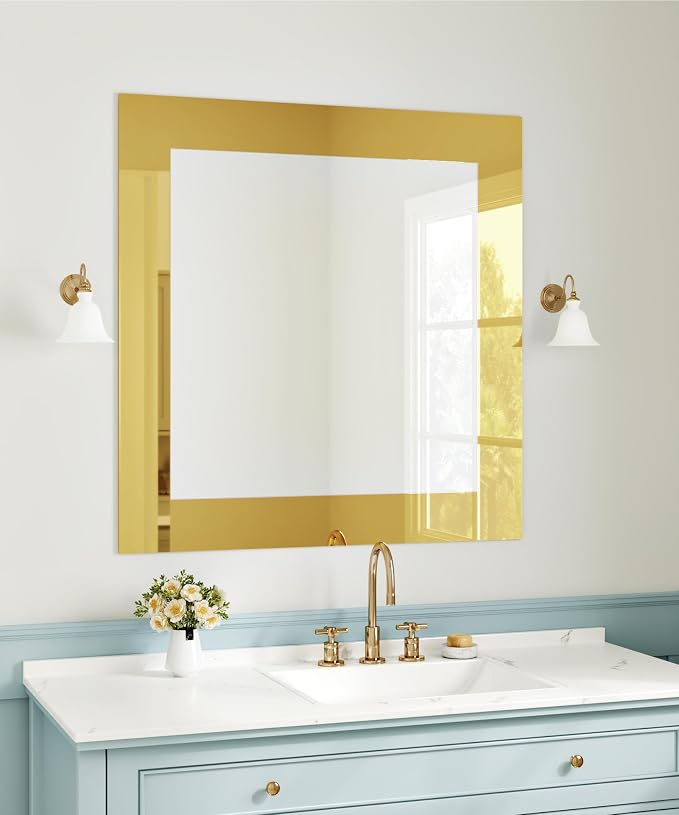 WESTICK Gold Mirror Tape Border Bathroom Peel and Stick Gold Wallpaper Borders Waterproof Flexible Glossy Mirror Frame Border for Classroom Kitchen Home Decoration DIY Gift Wrap Trim 4" x 394" - Image 3