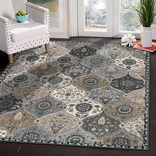 Lahome Moroccan Machine Washable Rugs, 4x6 Area Rug for Living Room Bedroom by Lahome