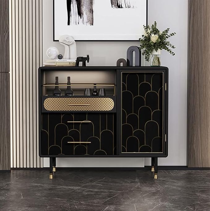 Yasinet Peel and Stick Wallpaper Black and Gold Wallpaper Modern Geometric Contact Paper for Bedroom Black Removable Self Adhesive Waterproof Wall Paper for Bathroom cabinets Vinyl 17.3”x393.7” - Image 7