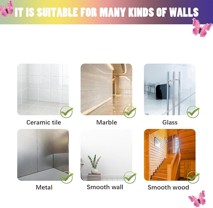SAOROPEB 3D Butterfly Wall Decor, 72 Pcs Pink Butterfly Decorations | Double Layer for Party Decorations Locker Decor Refrigerator Decal, Reusable - Image 8