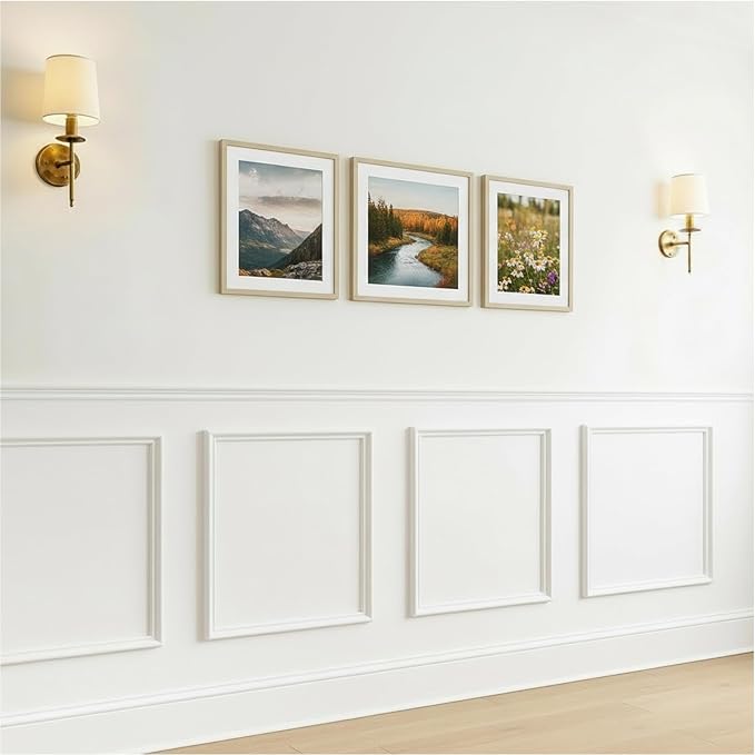 Peel and Stick Wall Molding, 4 Set 20" x 20" Premade Wainscoting Panels | Ready-to-Assemble Wall panel Kit, Paintable Molding Trim Decor for Living Room Bedroom Hallway Kitchen Island by TonhoDawnhawk