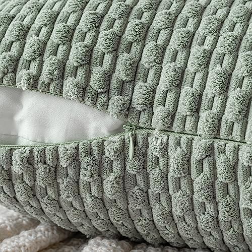 MIULEE Lumbar Decorative Throw Pillow Covers 12x20 Greyish Green Corduroy - Image 3