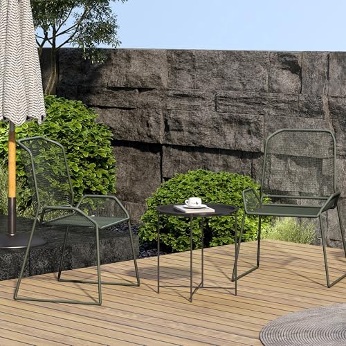 End Table Set of 2,Outdoor Side Table, Small Patio Round Folding Metal Black Side Tables for Outdoor,Living Room,Balcony and Office,Φ18.5" x 19.9"H，2 PCS - Image 4