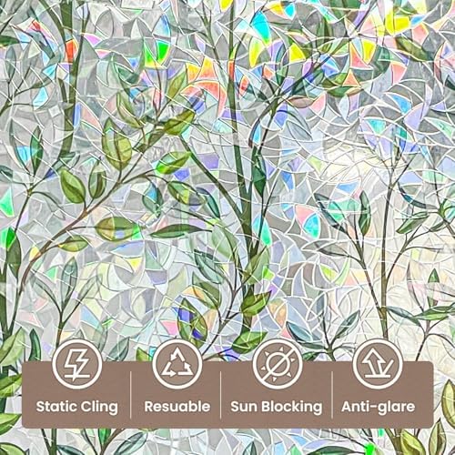 ADD.HERES Rainbow Window Privacy Film, Stained Glass Cling, 17.5" x 78.7" - Image 2