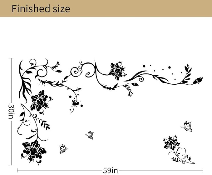 Supzone Flowers & Butterflies Wall Decals - DIY Black & Floral Wall Stickers for Bedrooms & Living Rooms - Image 9